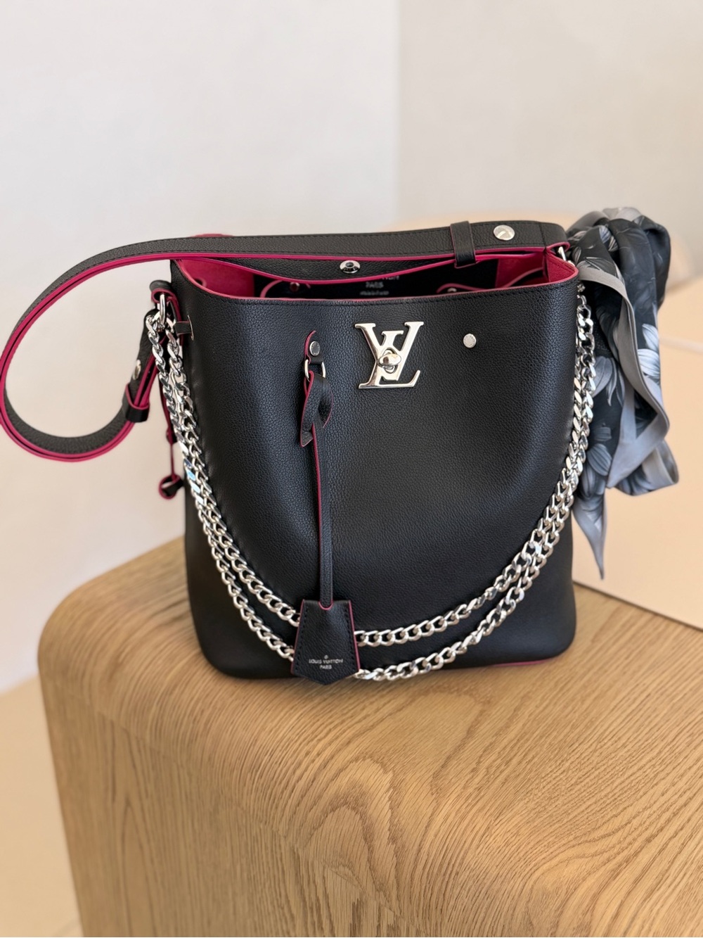 Louis Vuitton LockMe Bucket Bag - pink and black